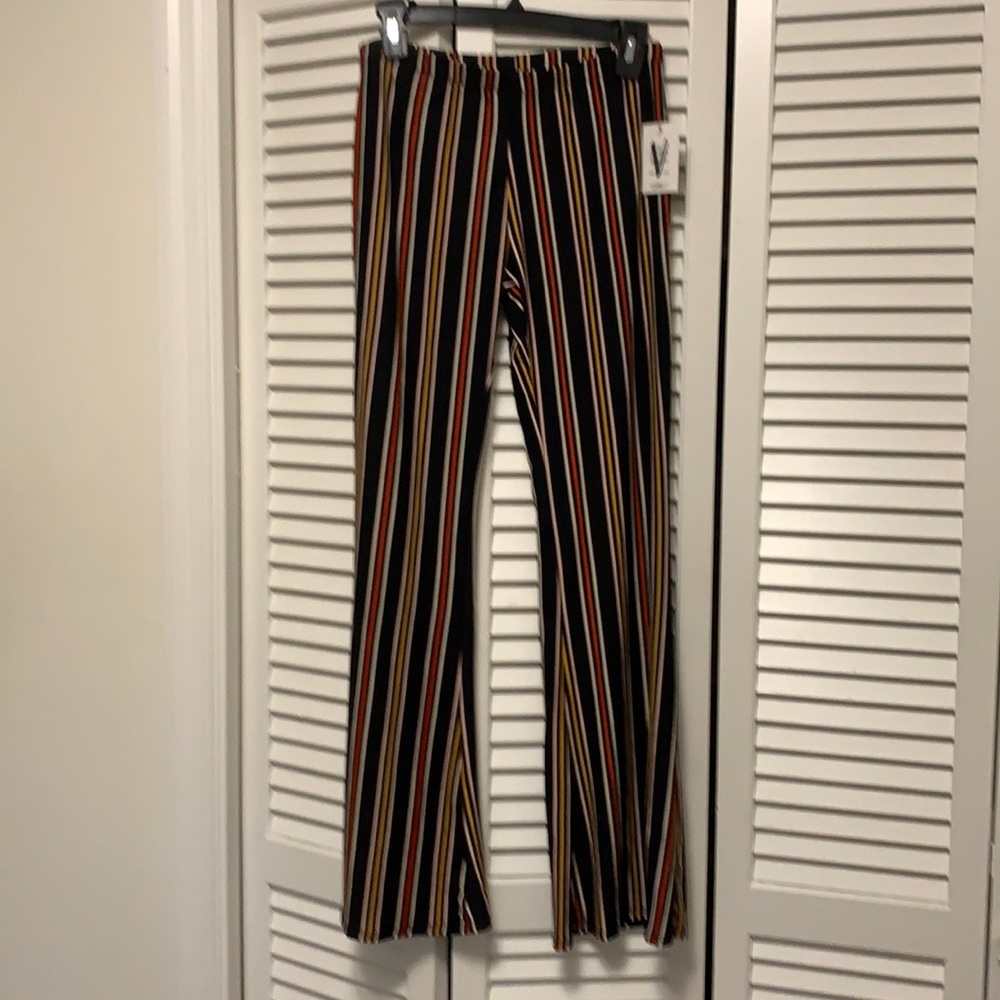 VIBE BOHO Hippie Bell striped pants size L.